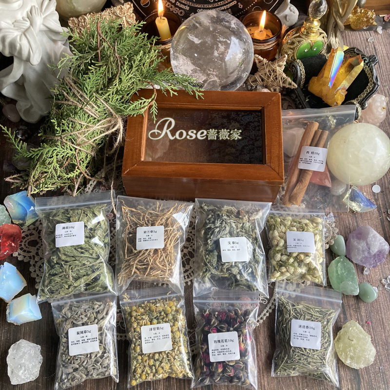 Crystal Energy Replenishing Herbal Nest Four-Element Herbal Combination: Thuja, Rosemary, Sage, Mint, Mugwort, Rose