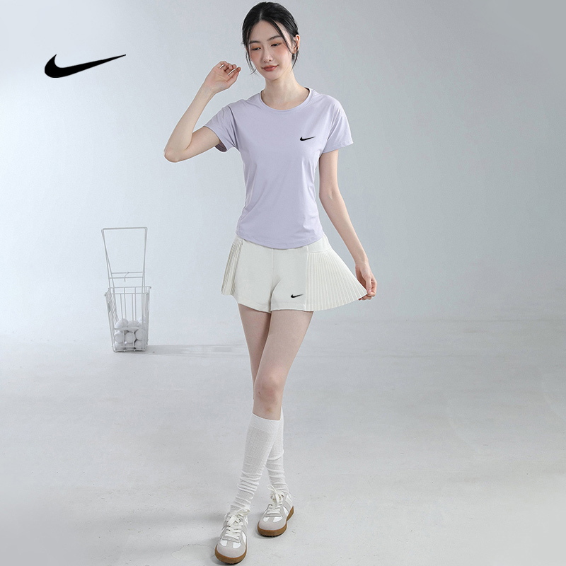 Nike Nike Sports Suit Women's Short-Sleeved Top Quick-Drying Yoga Fitness Shorts Sports Three-Quarter Pants Anti-Exposure Nike Nike Sports Suit Women's Short-Sleeved Top Quick-Drying Yoga Fitness Shorts Sports Three-Quarter Pants Anti-Exposure