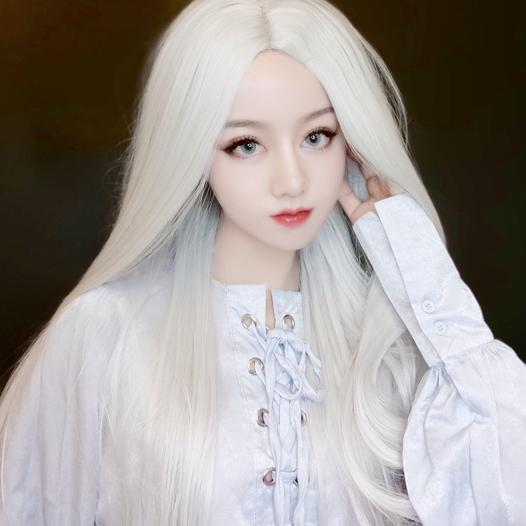 Silver Carve Long Straight Hair Sets Men And Women Universal Cos
