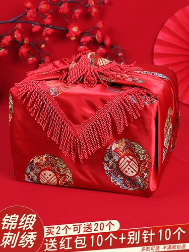 Красные конверты, используемые багажом для женитьбы на паре женщин со свадебным пакетом, ткани большой невесты, большие свадебные поставки макияжа невесты.