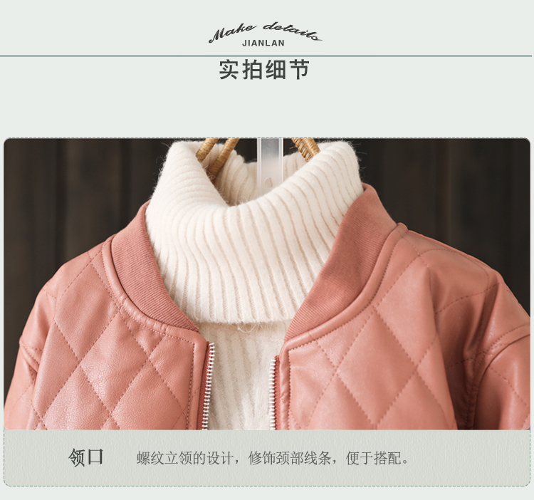 Indigo nguyên bản 2018 thu đông mới áo khoác da ngắn nữ áo khoác rộng cổ áo khoác cotton cotton độn áo khoác áo da báo