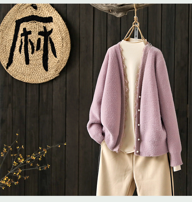 [Kết thúc giải phóng mặt bằng 2 mảnh rưỡi giá] áo len nữ cổ chữ V rộng rãi áo len nữ áo len gió áo cardigan nữ dáng dài
