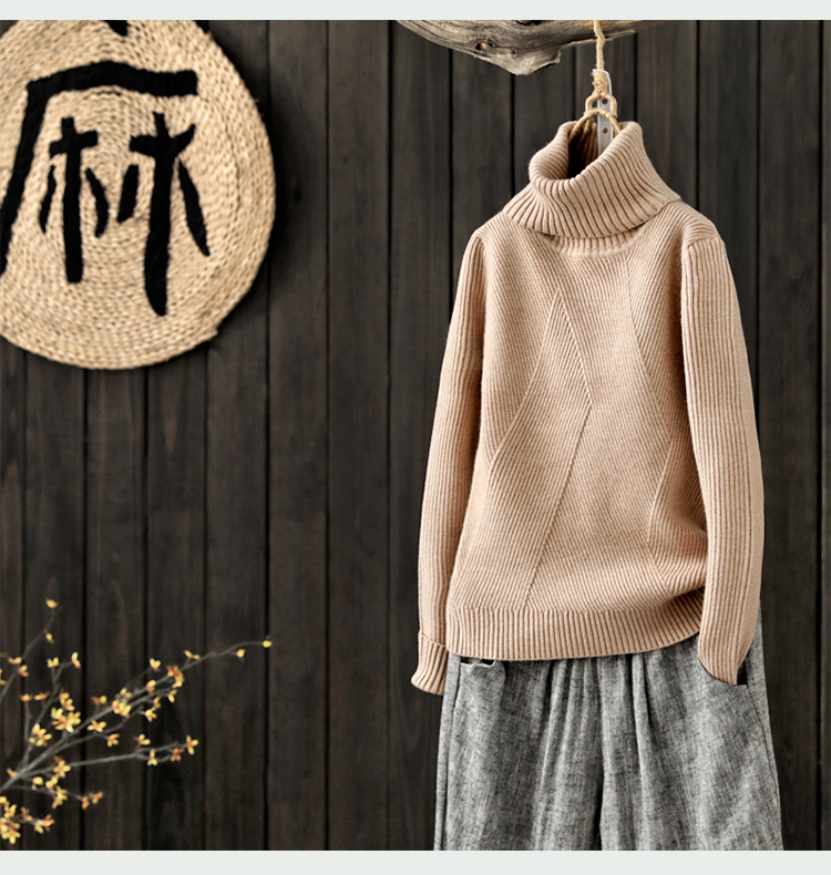[Giải phóng mặt bằng vào cuối mùa 2 phần của một nửa giá] cổ áo cao đáy quần len len áo len đầu dày của phụ nữ áo kiểu nữ de thương
