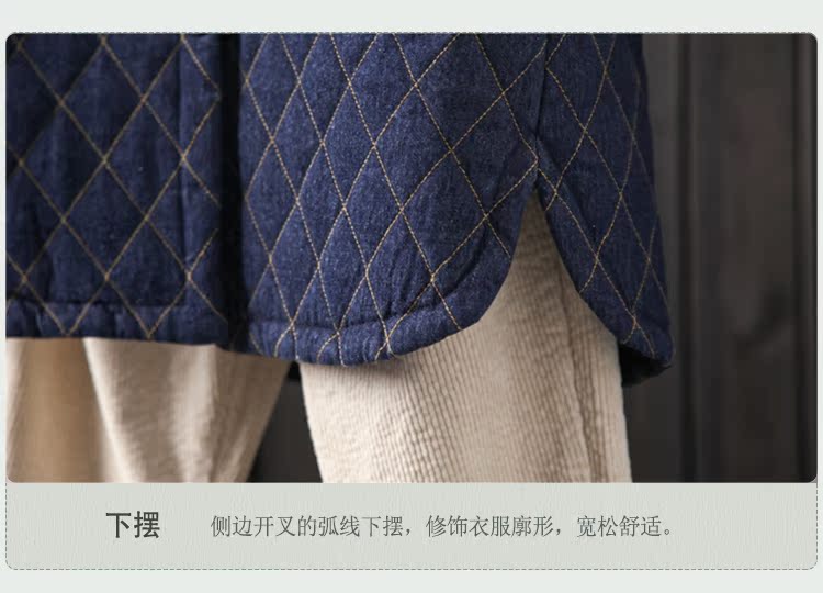 Indigo gốc 2018 mùa đông mới fan văn học lỏng lẻo bông dày áo bông dài áo khoác bông áo phao đôi nam nữ