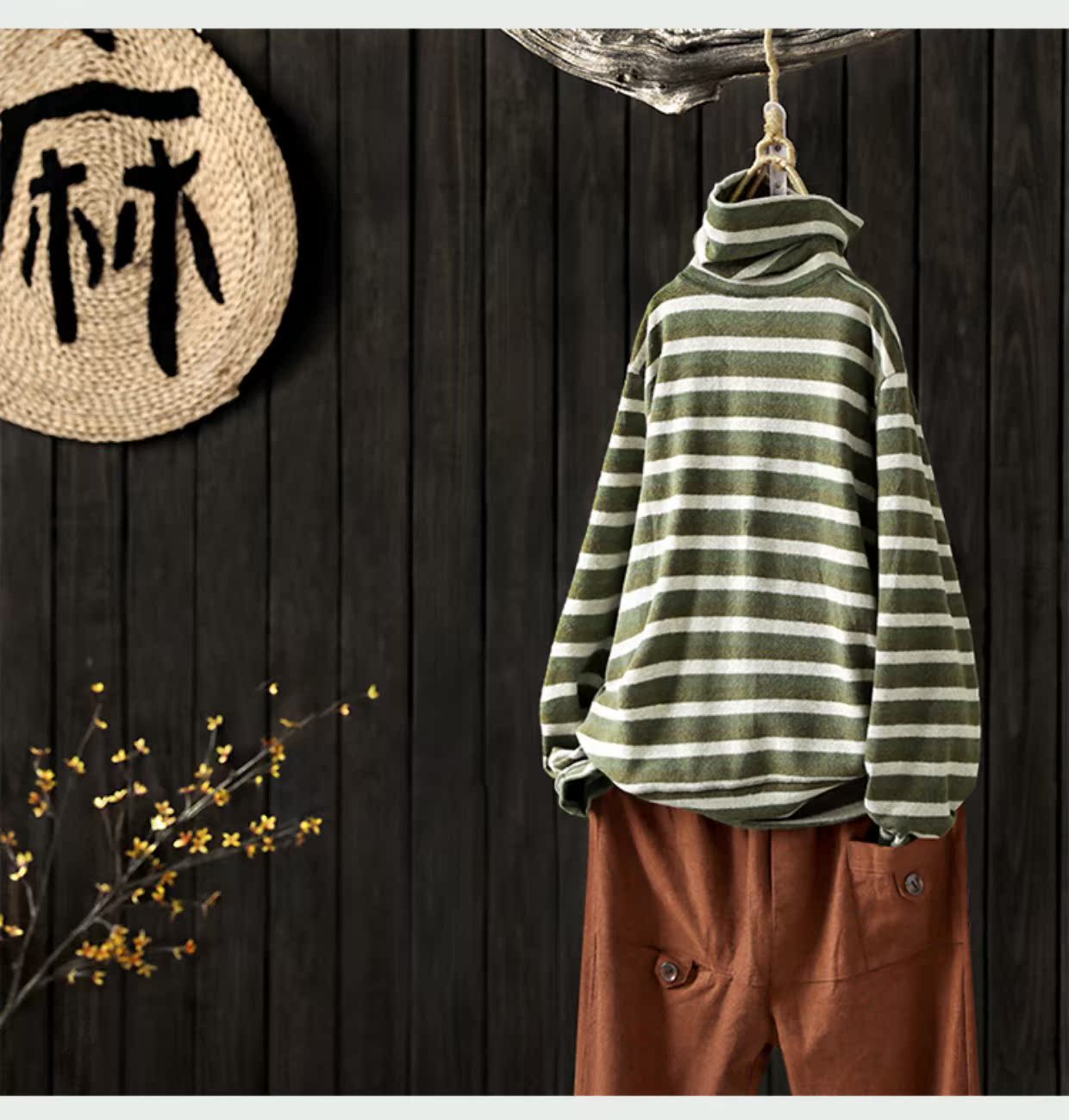 [Giải phóng mặt bằng vào cuối mùa 2 giá nửa] áo thun cổ cao cao mùa thu và mùa đông rộng kích thước áo sơ mi hoang dã mới áo khoác len mỏng