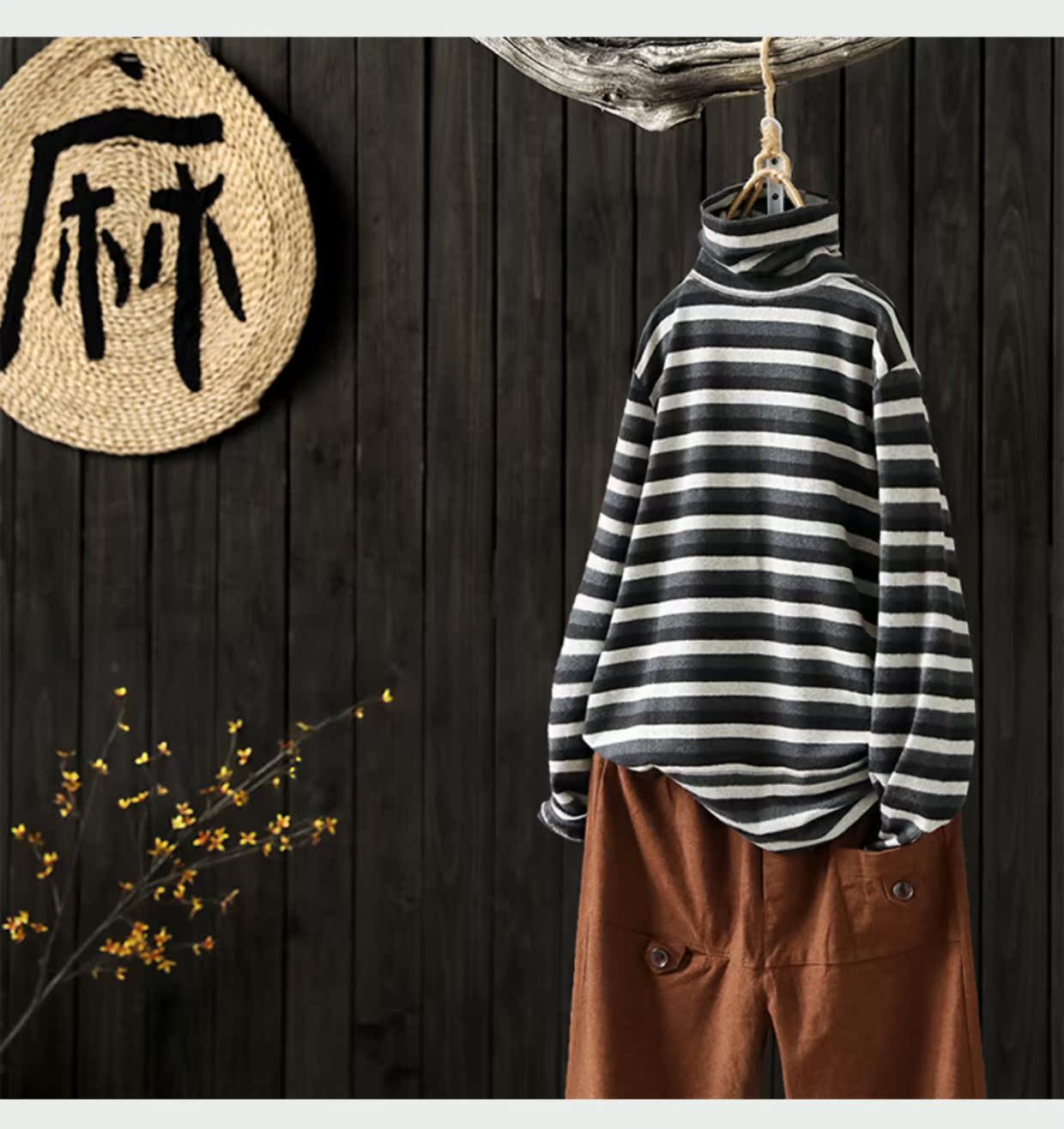 [Giải phóng mặt bằng vào cuối mùa 2 giá nửa] áo thun cổ cao cao mùa thu và mùa đông rộng kích thước áo sơ mi hoang dã mới áo khoác len mỏng