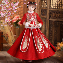Girls Hanfu Chinese New Year Chinese Style Winter Clothes Childrens Clothes Ancient Costumes New Year Clothes Tang Dress Thick 2021 New Year