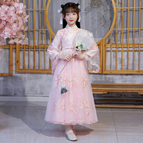 Girls Hanfu 2021 new children thickened Chinese style Tang suit winter plus velvet winter dress autumn winter dress