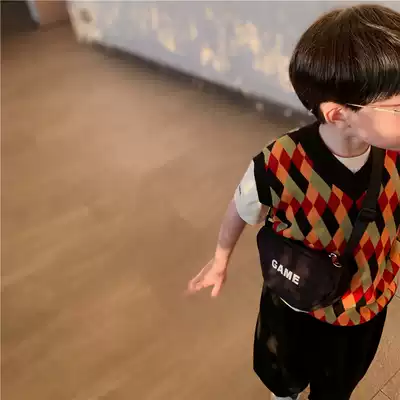 Children's mother custom boys and girls cotton diamond vest children Korean loose vest baby knitted coat Spring