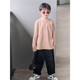 Tongtongma custom Korean style loose pure cotton back to U-shaped T-shirt for boys and girls , ຂະຫນາດກາງແລະຂະຫນາດໃຫຍ່ຂອງເດັກນ້ອຍ tops ຄໍມົນສໍາລັບພາກຮຽນ spring ແລະດູໃບໄມ້ລົ່ນ.