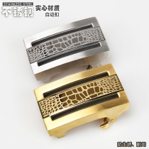Stainless steel crocodile textured men with buckle head automatic buckle upscale leather strap parts accessories Single sell one thousand preleather