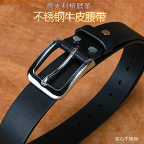 Handmade Strap Male Pure Cow Leather Custom Belt Stainless Steel Strap Buckle 100 Hitch Genuine Leather Pants With Head Layer Cow Leather