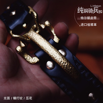 Belt men Littleton cavalry buckle belt pure copper buckle casual retro denim handmade belt