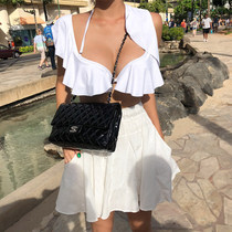 2020 new sexy white lace bikini steel frame gathered thick skirt belly thin hot spring swimsuit women