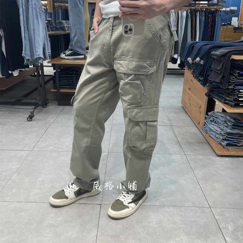 New Autumn Levis Loose Straight-Leg Cargo Casual Pants with Large Pockets A7368-0001