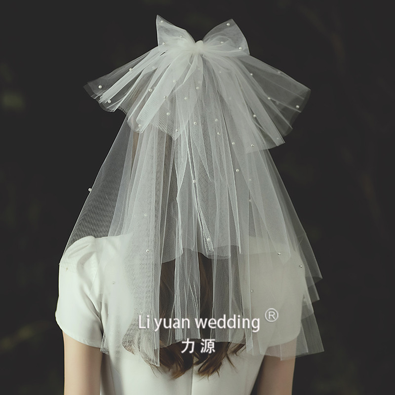 2021 Korean-style bridal head yarn headwear overfairy wedding shorn Wedding Dresses Head Yarn neckline Lace Simplicity