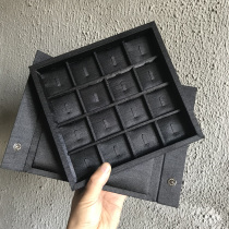 Magnet with cover black Tess ring display storage box lattice pendant box necklace black brushed jade bracelet box