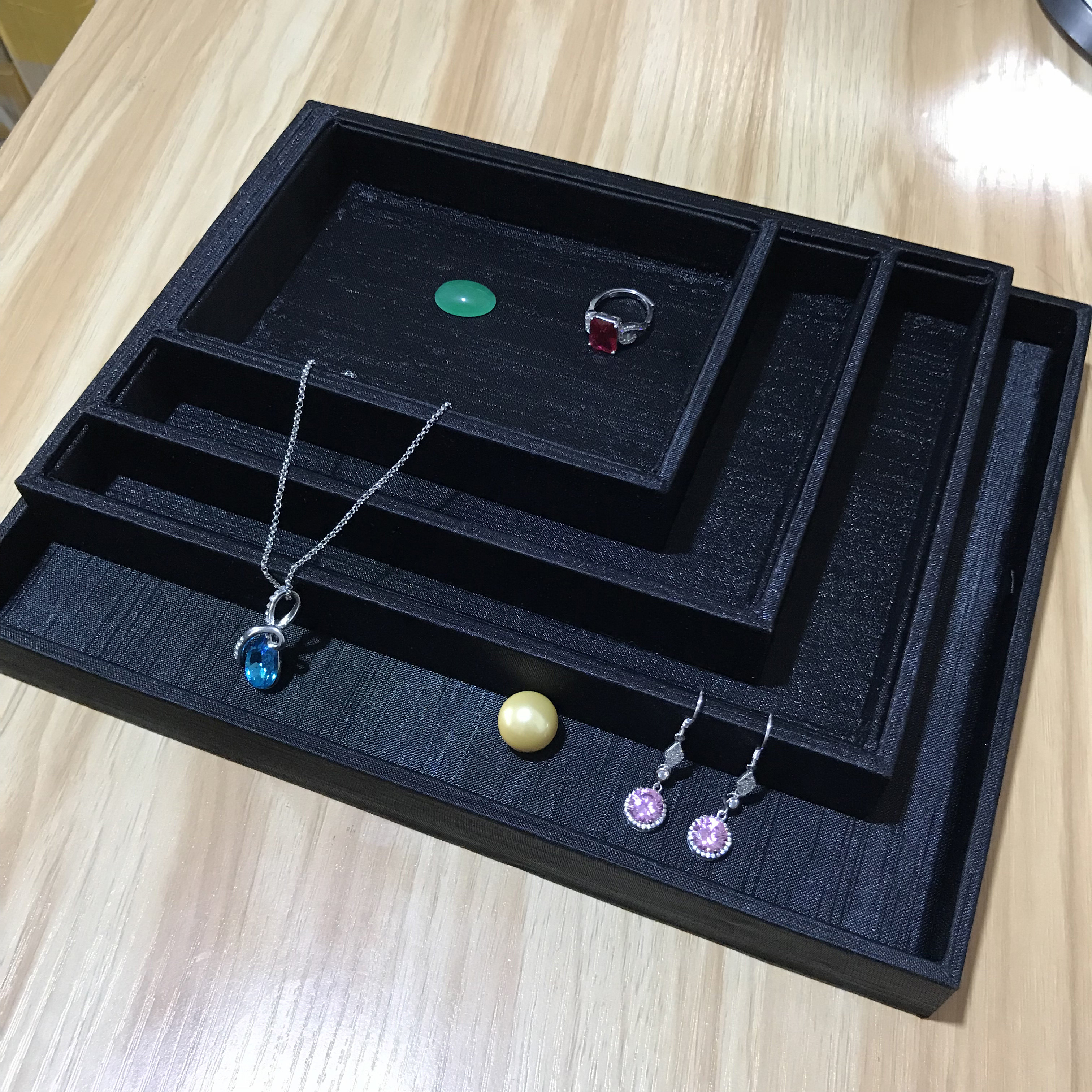 Taiwan black Tess look at the pallet selection plate Bamboo cloth Black brushed jade Jade photo props display display plate