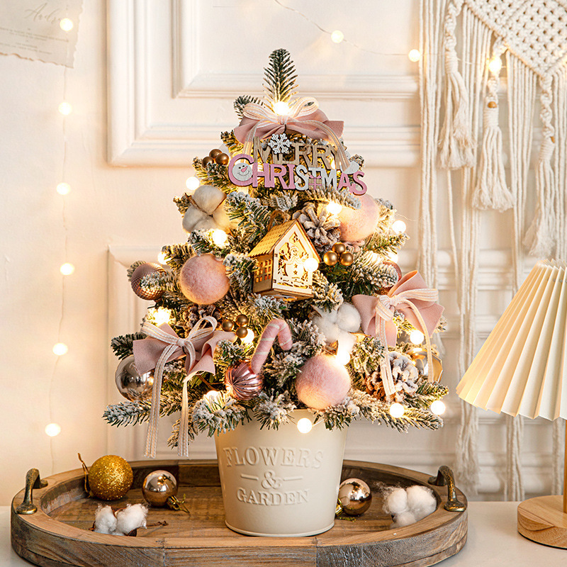 Small Christmas Tree Mini Desktop Ornament DIY Material Decoration Luxury Encrypted Pe New Model Scene Arrangement Christmas Tree