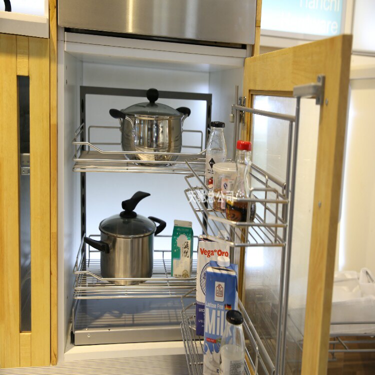 Next cabinet to pull the cabinet of high cabinet Tinqing stainless steel 304 bottle cans pull basket corner basket seasoning basket