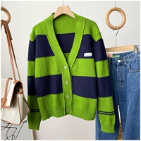 相 Модный кардиган с первого взгляда с Qi Field, иностранное сокращение классического полосатого свитера#729