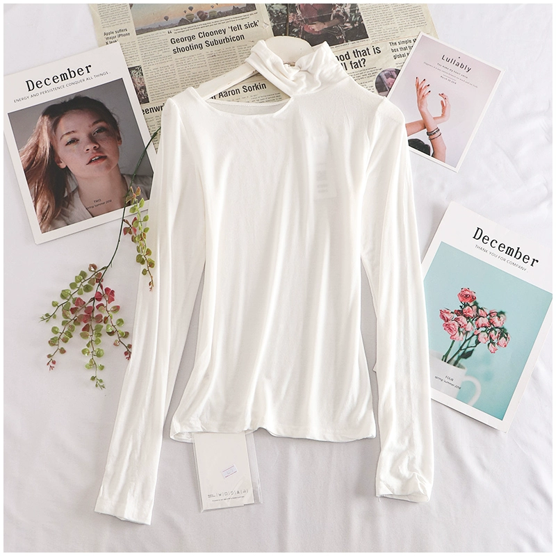 Quần áo Taotao Summer Slim co giãn cao, màu trơn, áo thun dài tay nữ 54200