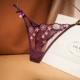 Quần lót thêu ren trong suốt sexy của phụ nữ lưới thấp eo thong mỏng Bikini Knickers 2208 - G-string