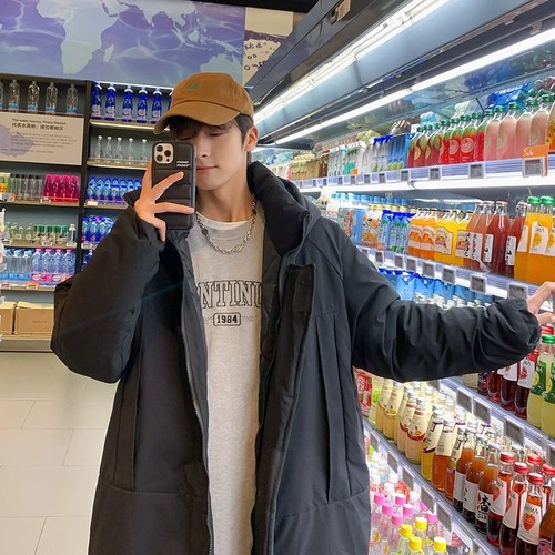 Tide, японский длинный демисезонный пуховик, трендовая куртка, средней длины, увеличенная толщина, в корейском стиле