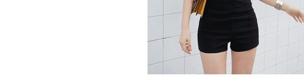 Quần short cạp cao màu đen hè 2018 mới của sinh viên Hàn Quốc hoang dã skinny mỏng mặc quần thun ống rộng ống quần