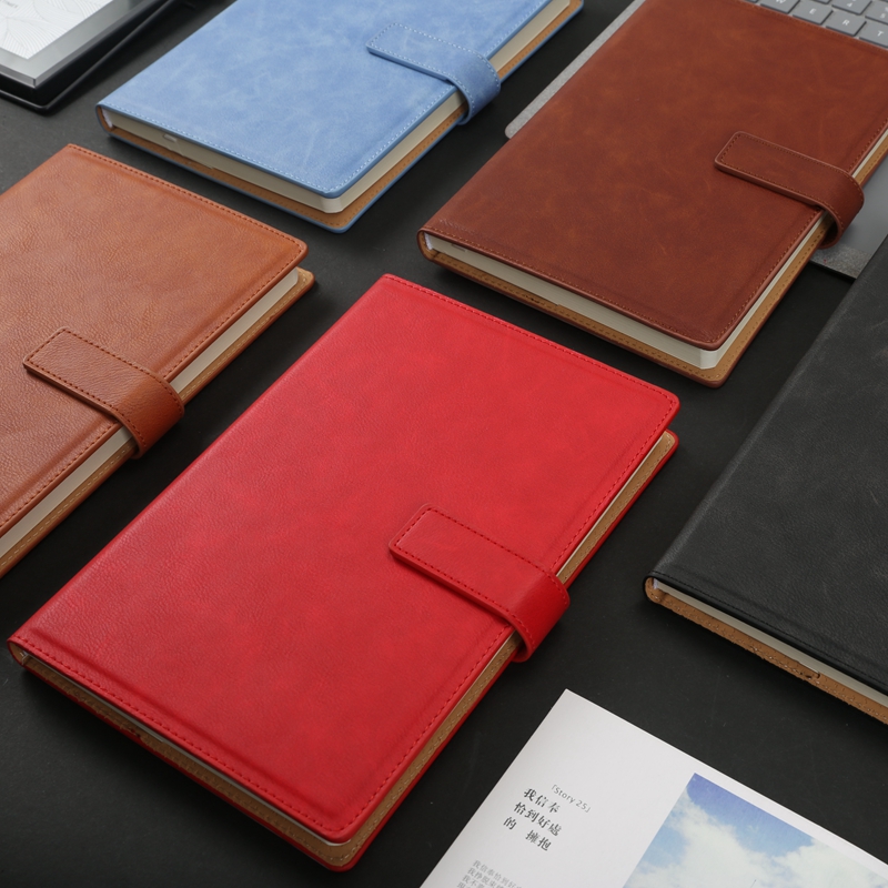 Business notebook stationery a5 diary book leather belt buckle meeting record book work notepad custom LOGO