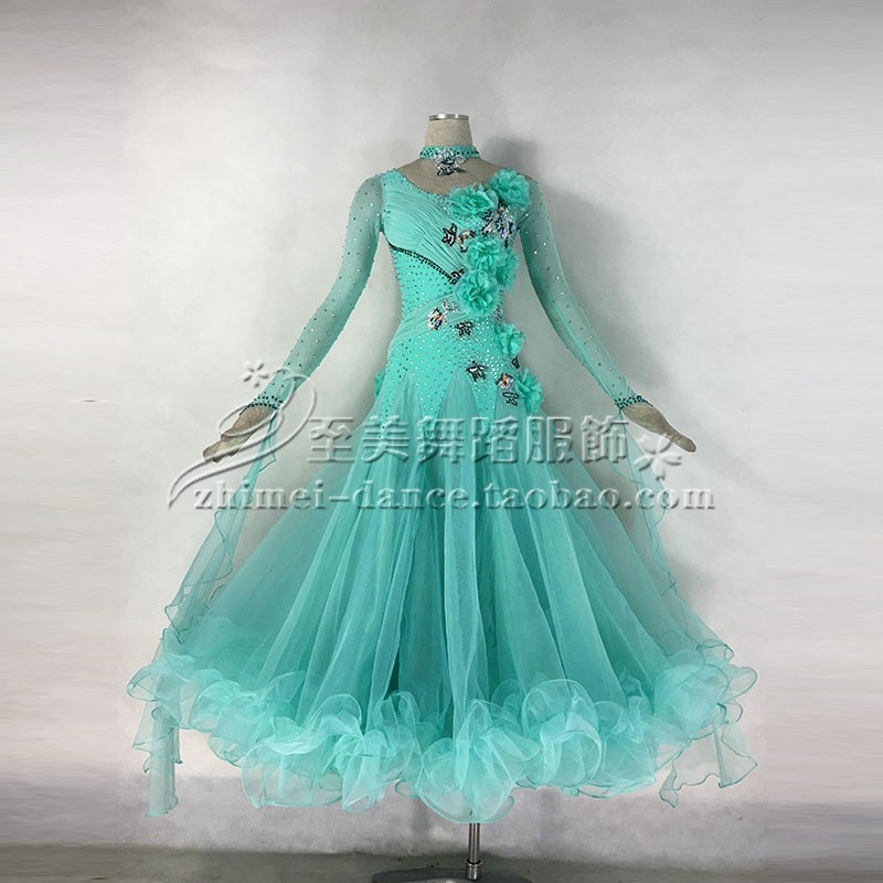 Zhimei fluffy big swing friendship national standard modern performance dance skirt competition performance dance costume dance clothes custom M-94