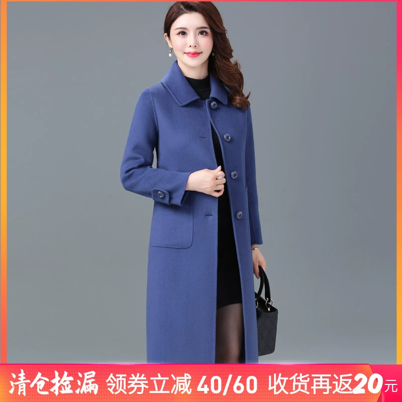 2019 áo khoác cashmere hai mặt mới của phụ nữ giữa chiều dài qua đầu gối và áo len mùa đông - Áo khoác ngắn