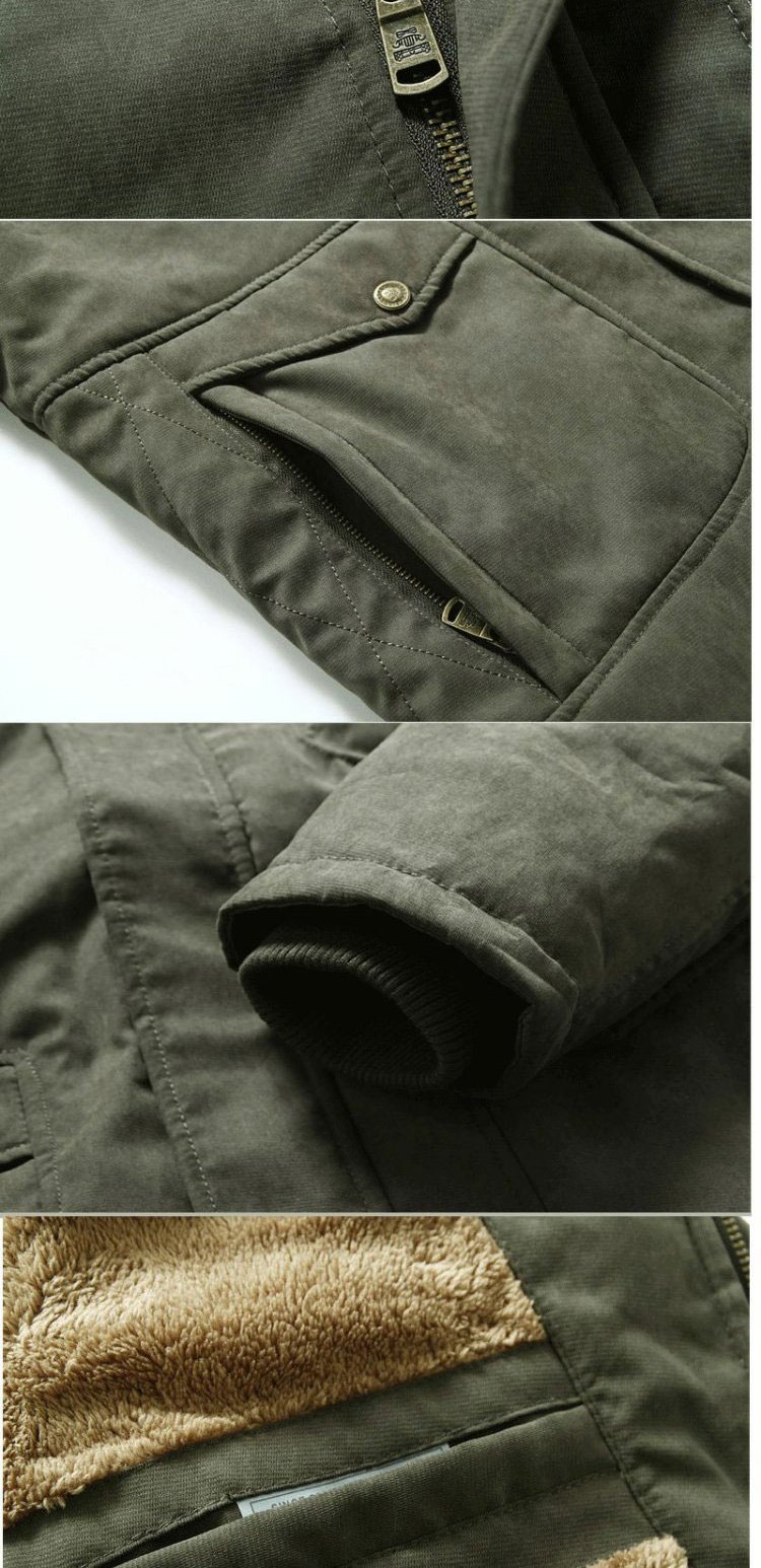Mùa đông mới Jeep Shield cotton nam dày ấm áp thường xuyên phù hợp với bông dài đoạn cộng với kích thước cộng với áo nhung áo khoác bomber