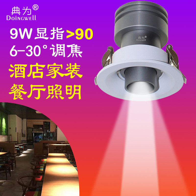 6-30 Degree Focusing LED Ceiling Light 9W Drilling 75mm Museum Dining Room Home Improvement Hole Lamp Downlight Bull's Eye Spotlight