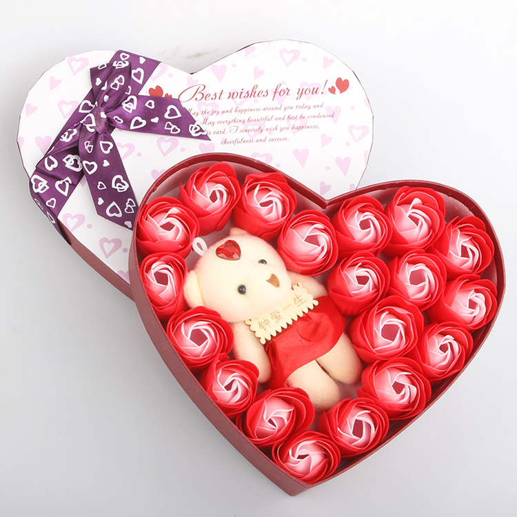 Mother's Day Soap Rose Heart Shaped Bear Gift Box Gift Promotion Send Boyfriend and Girlfriend Company Event Valentine's Day Gift