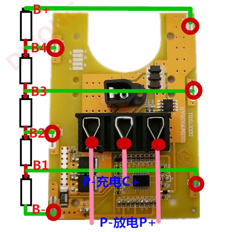 máy khoan cầm tay makita Tiexin Dụng cụ điện Cờ lê Pin Pin Bảng mạch bảo vệ Bảng mạch Bảng mạch điều khiển máy khoan lithium Daquan may cat co