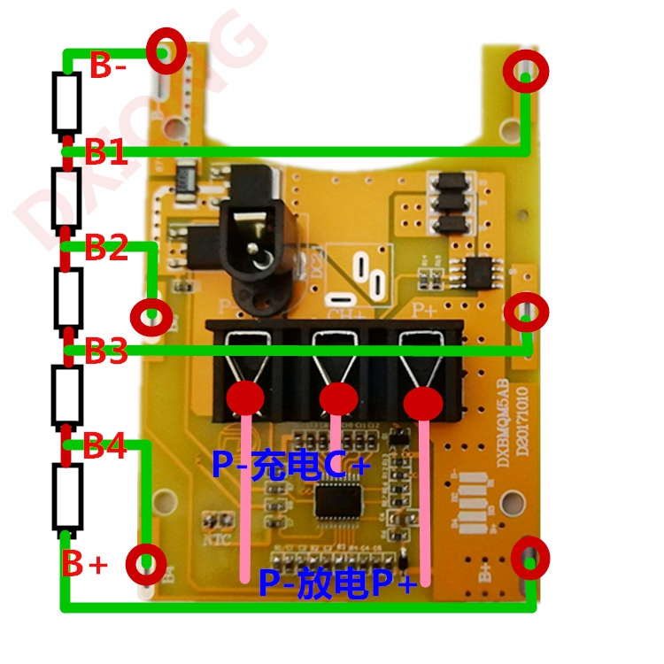 máy khoan cầm tay makita Tiexin Dụng cụ điện Cờ lê Pin Pin Bảng mạch bảo vệ Bảng mạch Bảng mạch điều khiển máy khoan lithium Daquan may cat co