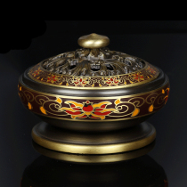 Tibetan Secret Square Huibao Ancient enamel color pan incense burner for Buddha tea ceremony incense insert brass incense burner Buddha Hall ornaments