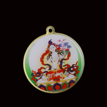 Tibetan dense square white mother Zhang Buddha card pendant hot sale Taiwanese copper bottom necklace pendant