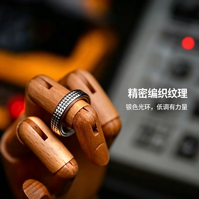 [September Edc] Yedc Parisian Ratchet Ring Titanium Alloy Silver Scale Ring for Edc and Stress Relief