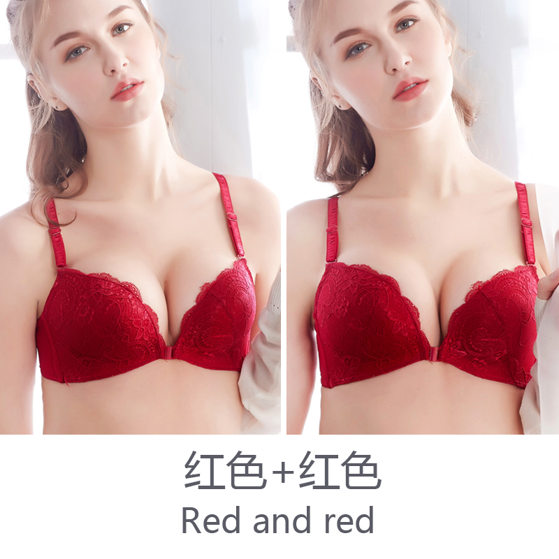 Mặt khóa vẻ đẹp sexy loại điều chỉnh thép-free phụ nữ nhẫn đồ lót tụ tập nhỏ ngực dày nhận vú trên ngực áo ngực ren mỏng.