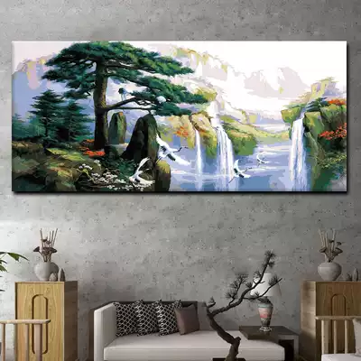 diy digital oil painting living room large landscape landscape hand-painted color oil digital decorative painting welcome pine