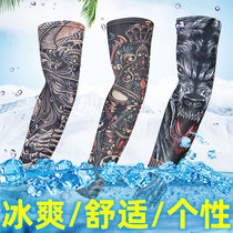 Personality sleeve male arm tide tattoo ice silk sleeve flower arm sleeve youth arm guard cold sleeve thin sunscreen hand sleeve