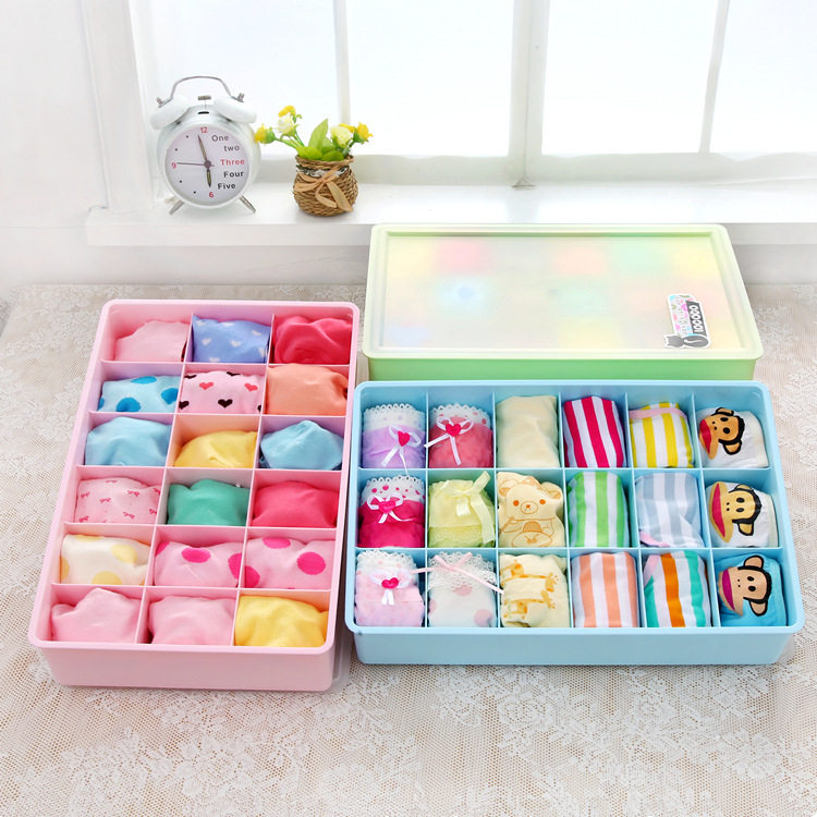Thicken drawer box 18 desktop contains covered plastic box underwear socks collection box