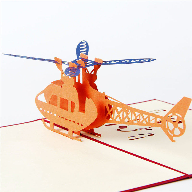 Helicopter stereo greeting cards Children Teachers' Day Birthday blessings Card Business Custom text invitation answer Sheka