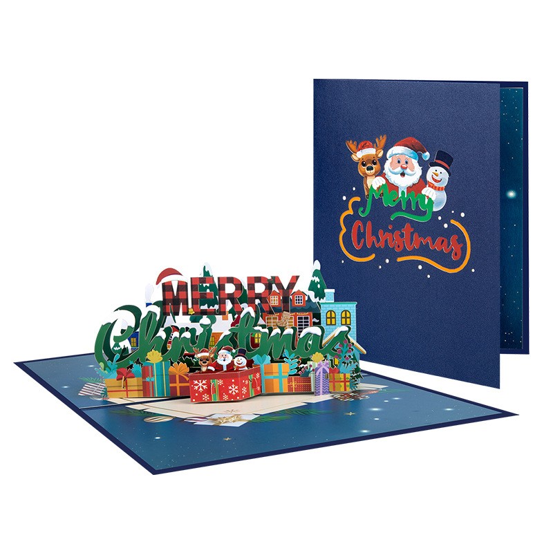 クリスマスキャロル 3D グリーティングカード クリエイティブ 3D クリスマスカード ペーパーカット 留学ギフト ギフト ヨーロッパとアメリカ