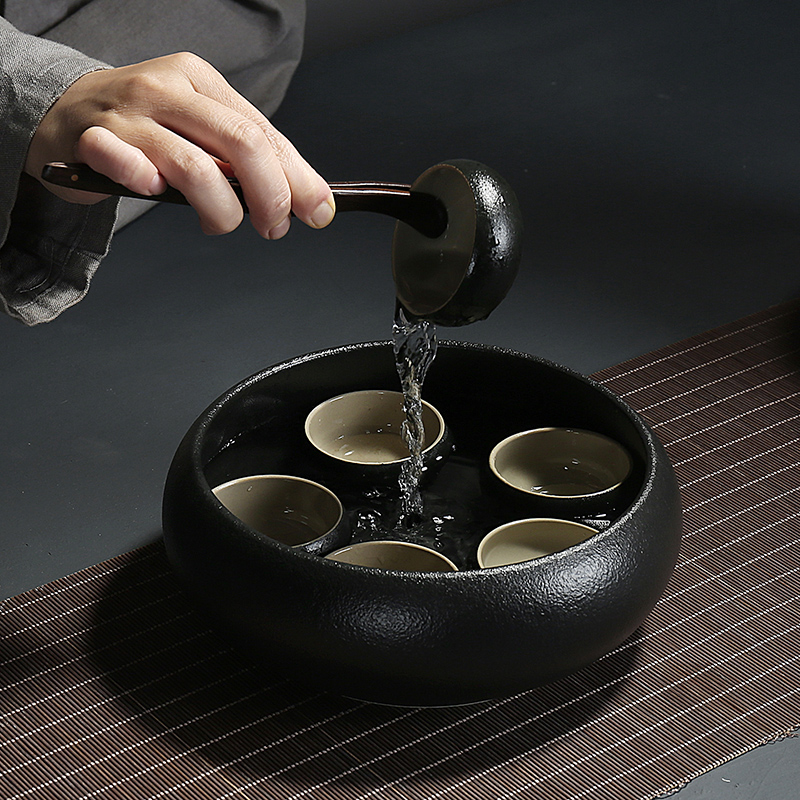 Black pottery tea wash to kung fu tea tea tray accessories tea purple Black tea to wash bath water jar tea accessories