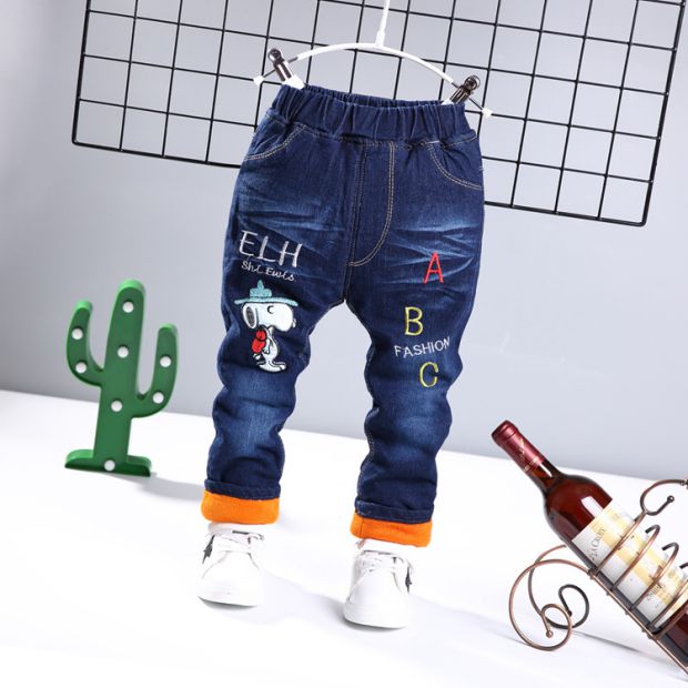 Quần jean nam mùa đông 1-2-3-4-5-6-7 tuổi bé trai mặc quần cotton trẻ em dày cộng với nhung váy trẻ em đẹp