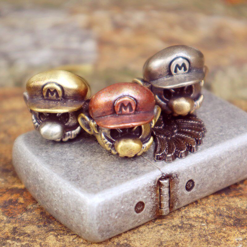 Pure copper Super Mario Mario knife pendant DIY umbrella rope chain car key pendant cartoon necklace pendant