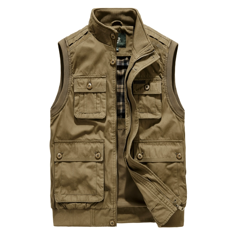 JEEP / Jeep ngoài trời vest giải trí nam trung niên dụng cụ vest lỏng lẻo kích thước lớn nhiều túi áo ghi lê vest - Dệt kim Vest